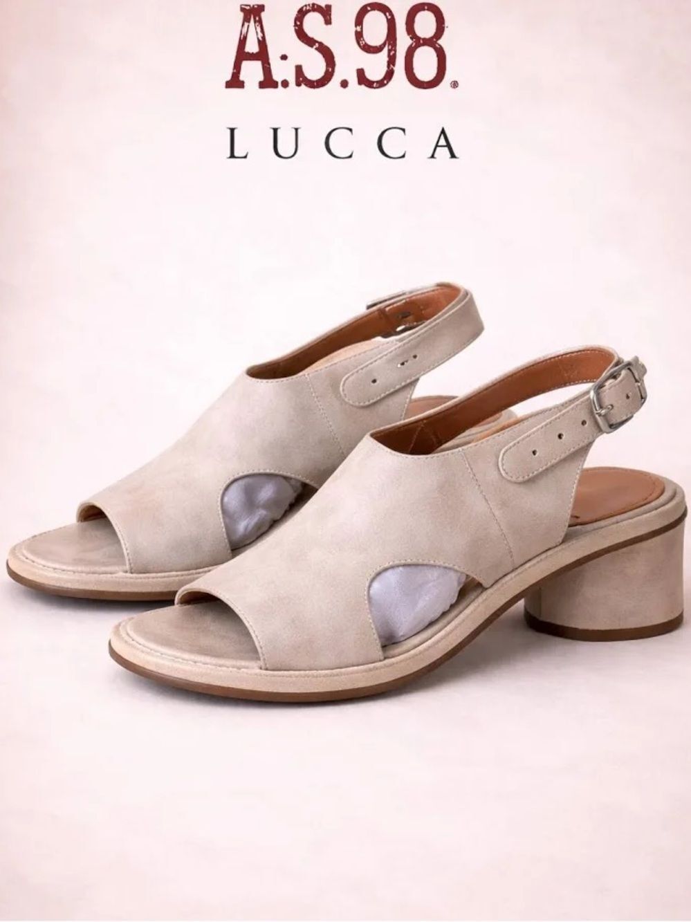 A.S. 98 Womens Lucca Beige/Bone Leather Slingback Sandal size 40EU NEW